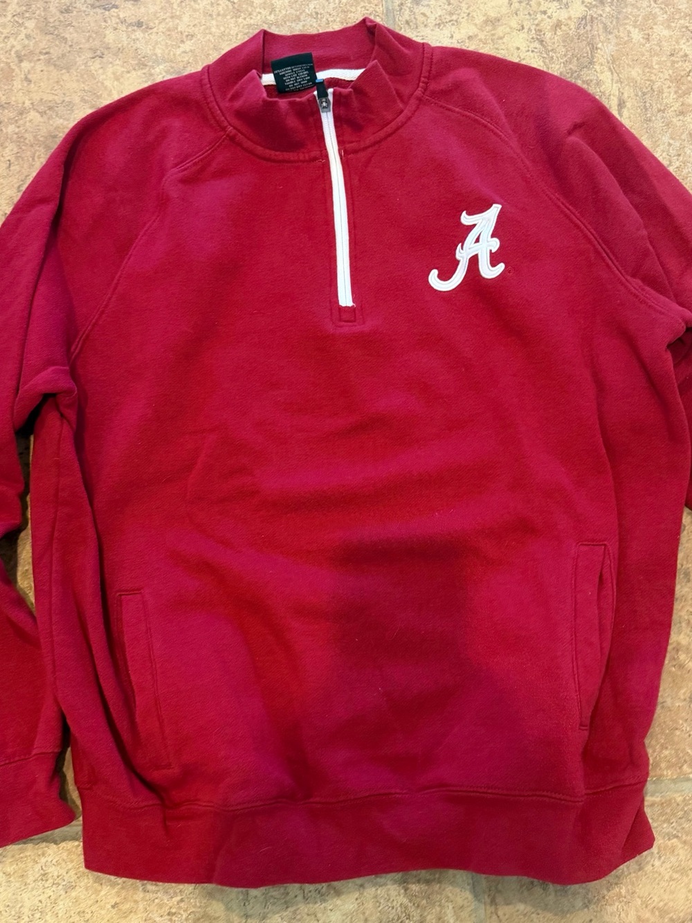 Colosseum Crimson Quarter-Zip Sweater with White 'A' Logo